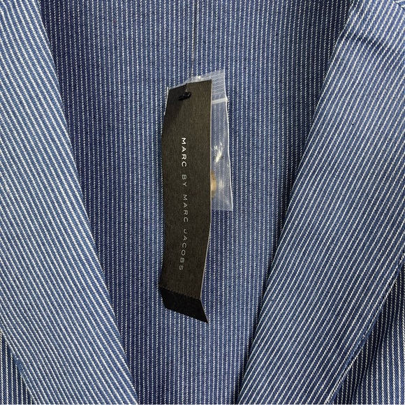 MARC BY MARC JACOBS Cotton Oversized Pinstriped Indigo Multi Blazer Jacket NWT L - Picture 6 of 16